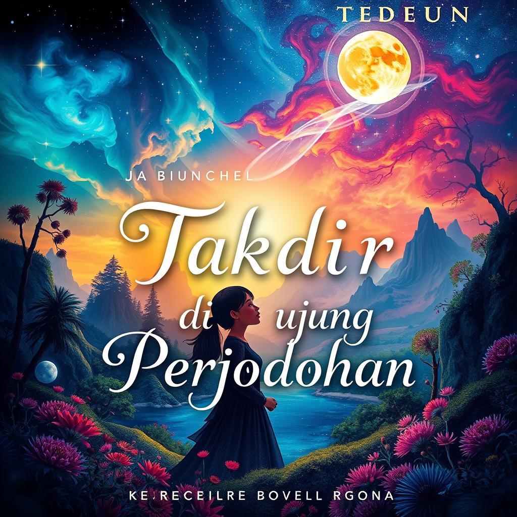 A captivating book cover for a novel titled 'Takdir di Ujung Perjodohan'
