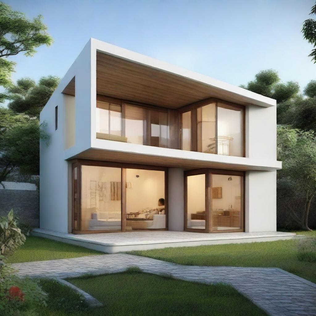 An earthquake-resistant house with a building area of 36 square meters, designed elegantly with a modern touch.