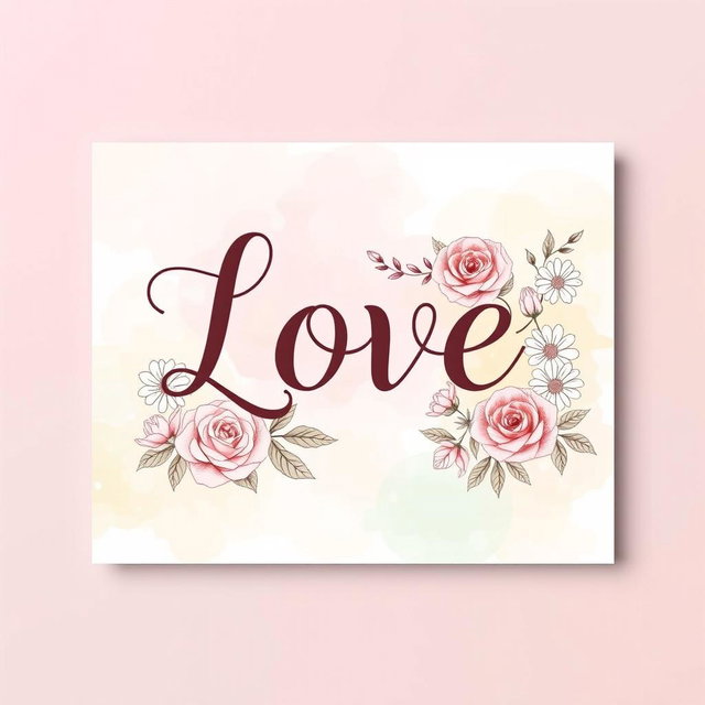 A beautifully designed wall art poster featuring the word 'Love' in elegant and stylish typography