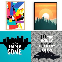A vibrant and eclectic collection of wall art posters showcasing various themes and designs