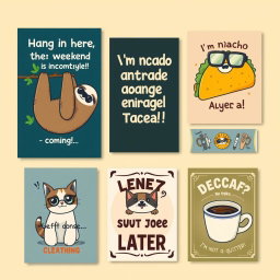 A delightful collection of funny wall art posters that exude humor and personality