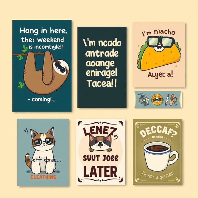 A delightful collection of funny wall art posters that exude humor and personality