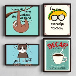 A delightful collection of funny wall art posters that exude humor and personality