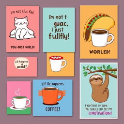A vibrant collection of funny wall art posters designed to bring humor into any space