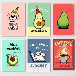 A lively collection of humorous wall art posters designed to bring joy and laughter to any environment