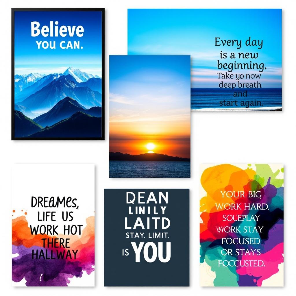 An inspiring collection of motivational wall art posters designed to uplift and encourage