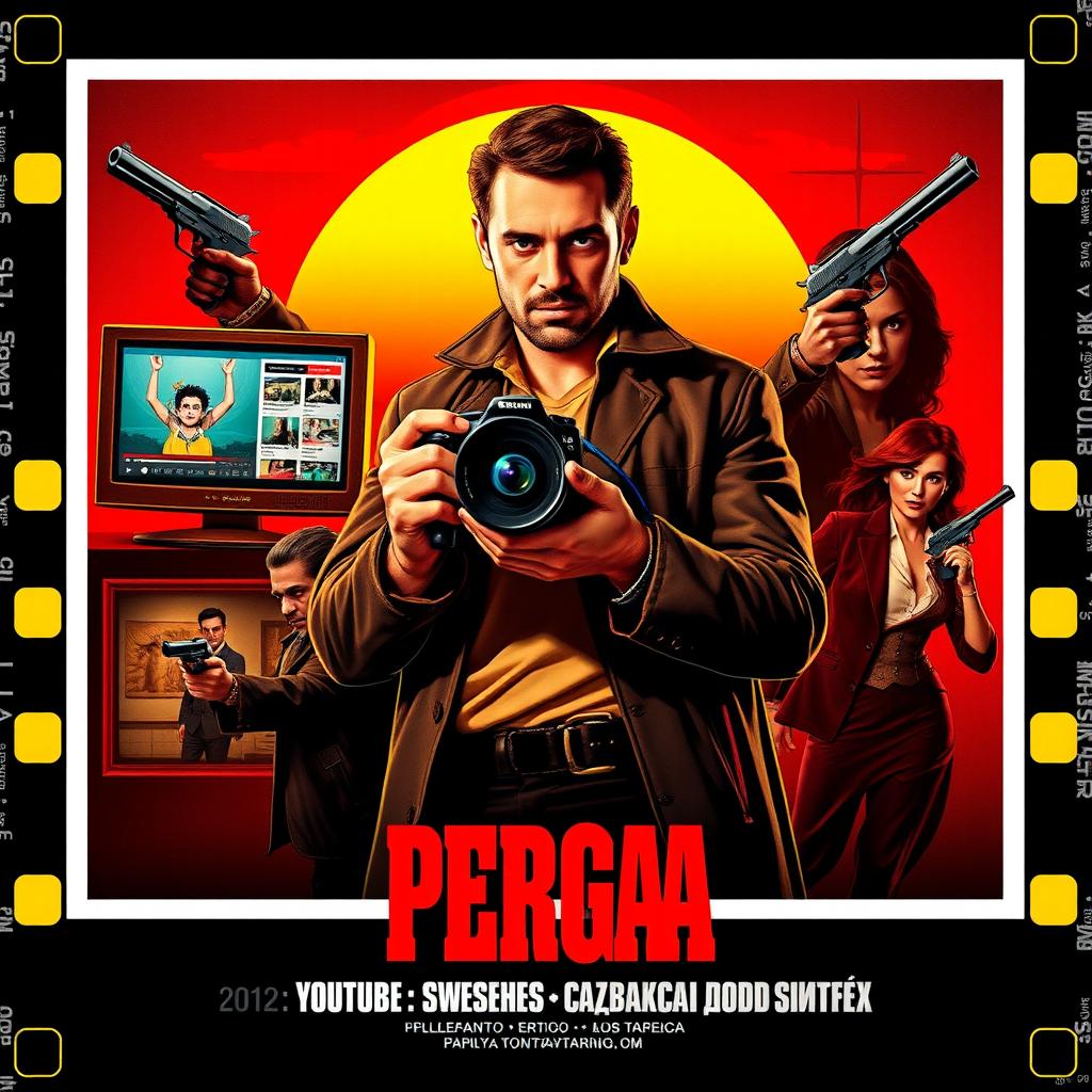 A movie poster for 'Серёга: Youtube от заката до расвета', designed in the style of a Quentin Tarantino film