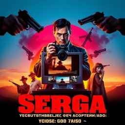 A movie poster for 'Серёга: Youtube от заката до расвета', designed in the style of a Quentin Tarantino film