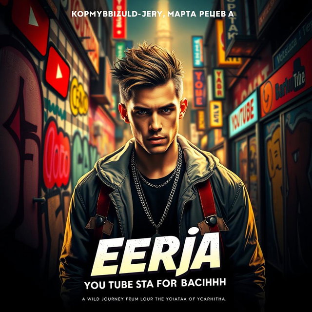 A movie poster for 'Серёга: YouTube от заката до расвета', featuring a dynamic composition in the style of Quentin Tarantino films