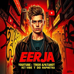 A movie poster for 'Серёга: YouTube от заката до расвета', featuring a dynamic composition in the style of Quentin Tarantino films