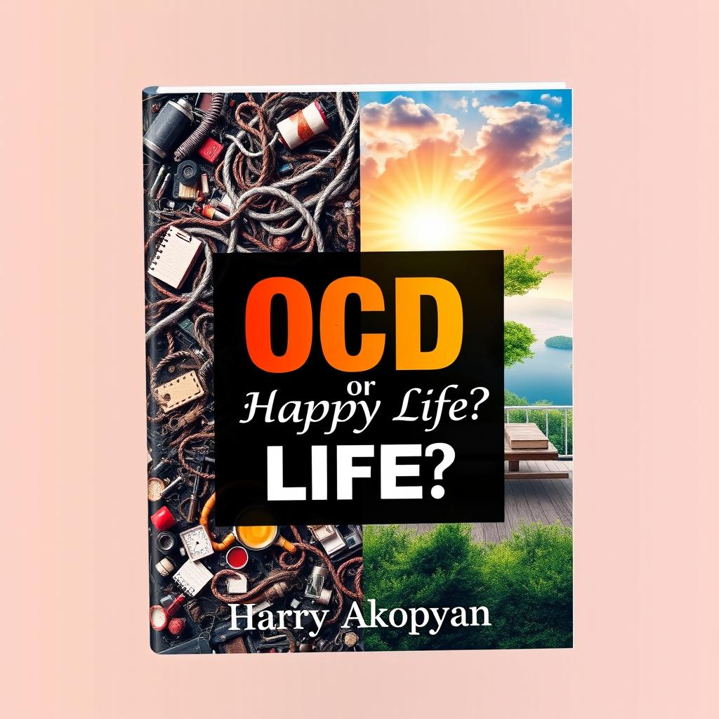 A vibrant and eye-catching book cover design for 'OCD or Happy Life?' by author Harry Akopyan