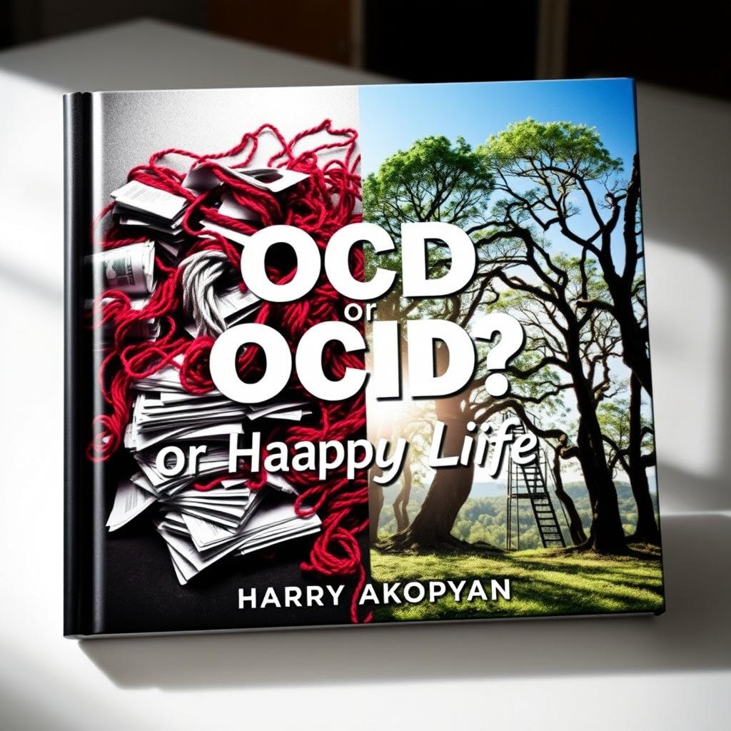 A captivating book cover for 'OCD or Happy Life?' by author Harry Akopyan