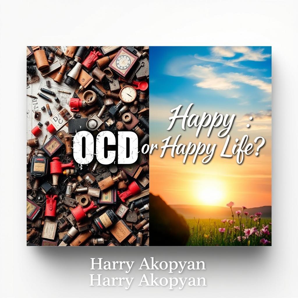 A captivating book cover design for 'OCD or Happy Life?' by author Harry Akopyan