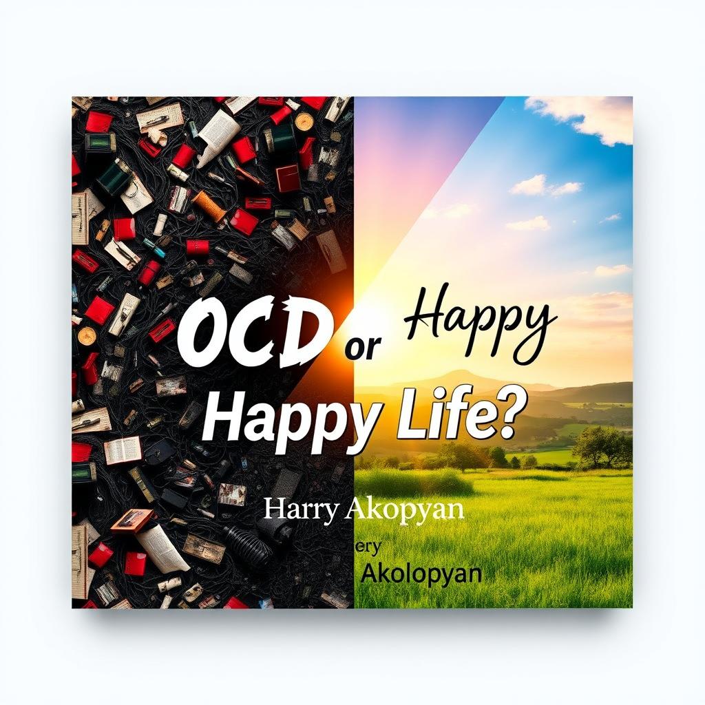 An eye-catching book cover design for 'OCD or Happy Life?' by author Harry Akopyan
