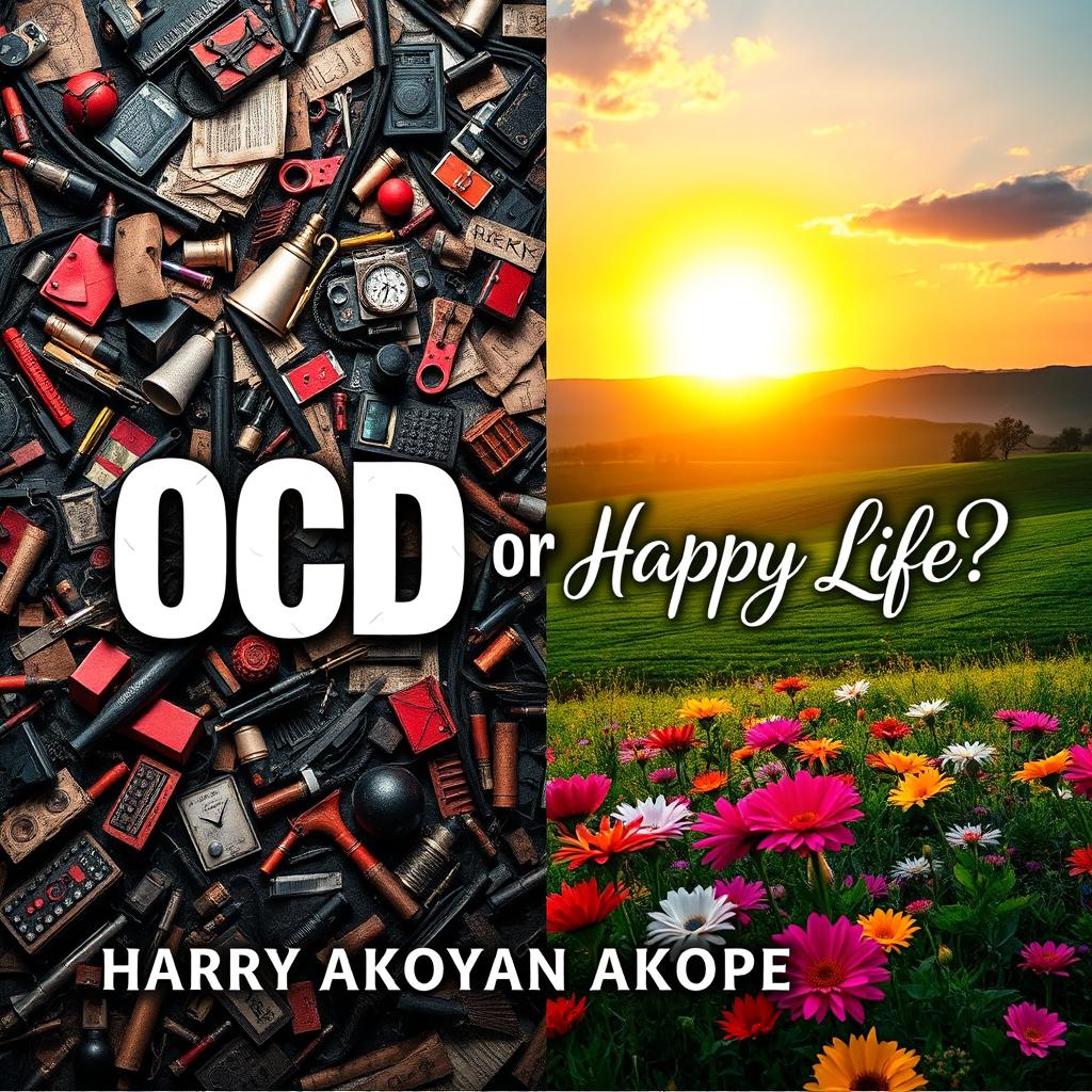 A captivating book cover for 'OCD or Happy Life?' by author Harry Akopyan