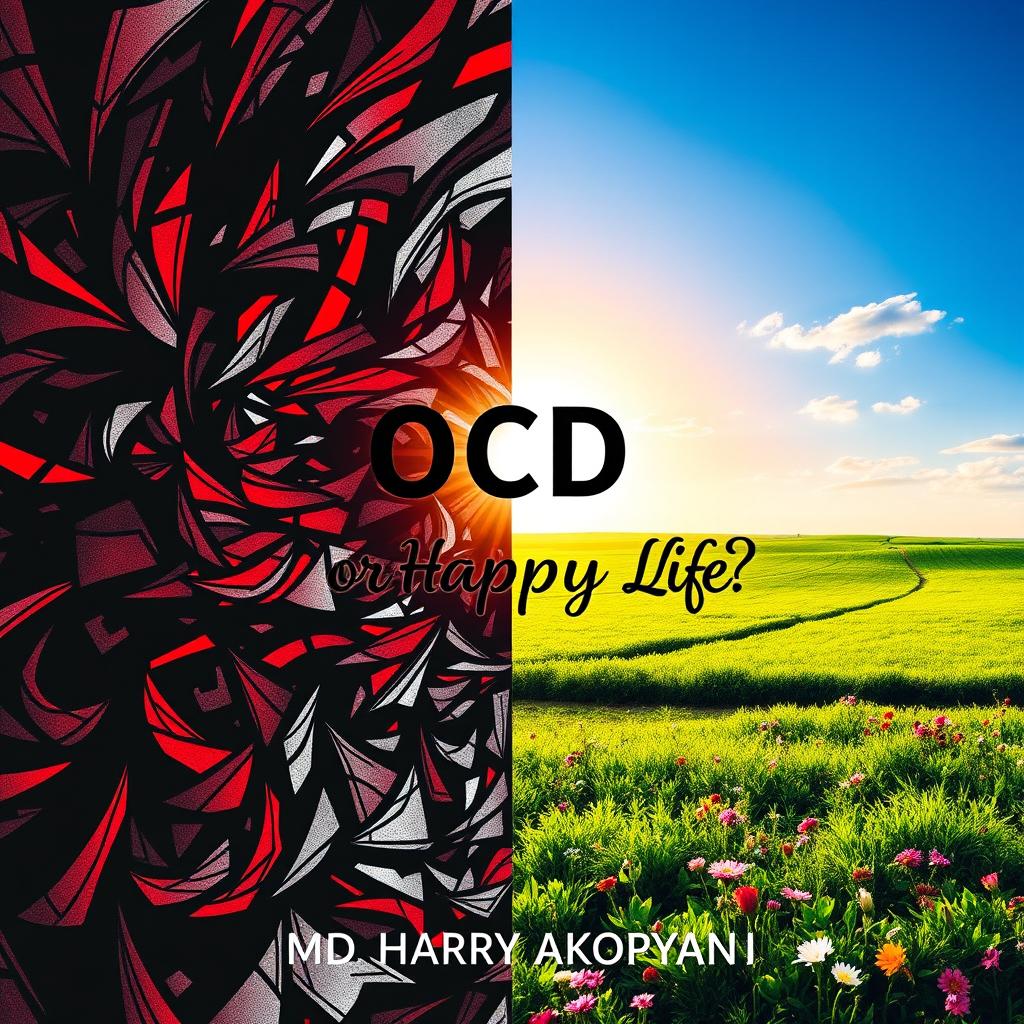 A captivating book cover for 'OCD or Happy Life?' by MD Harry Akopyan