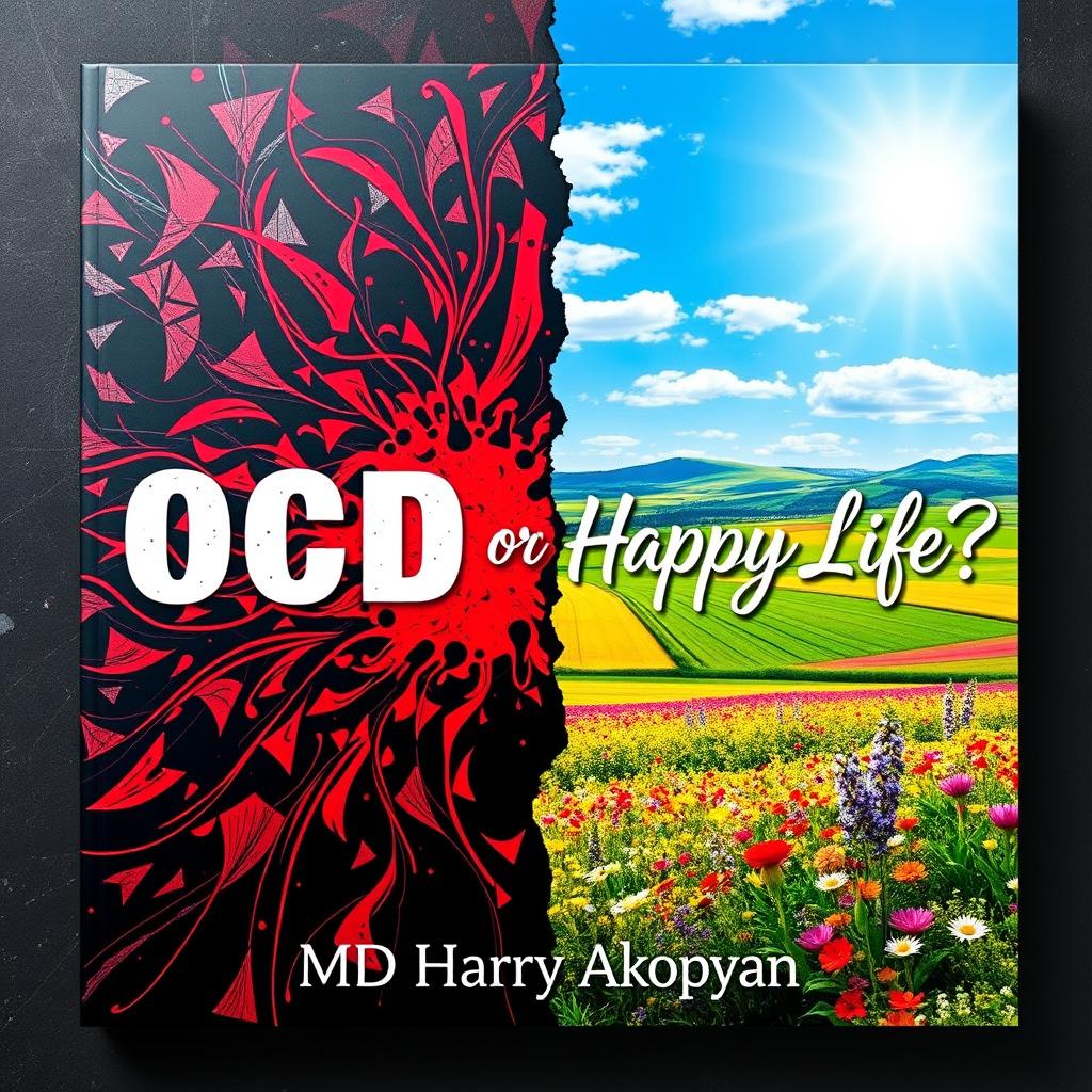 A compelling book cover design for 'OCD or Happy Life?' by MD Harry Akopyan