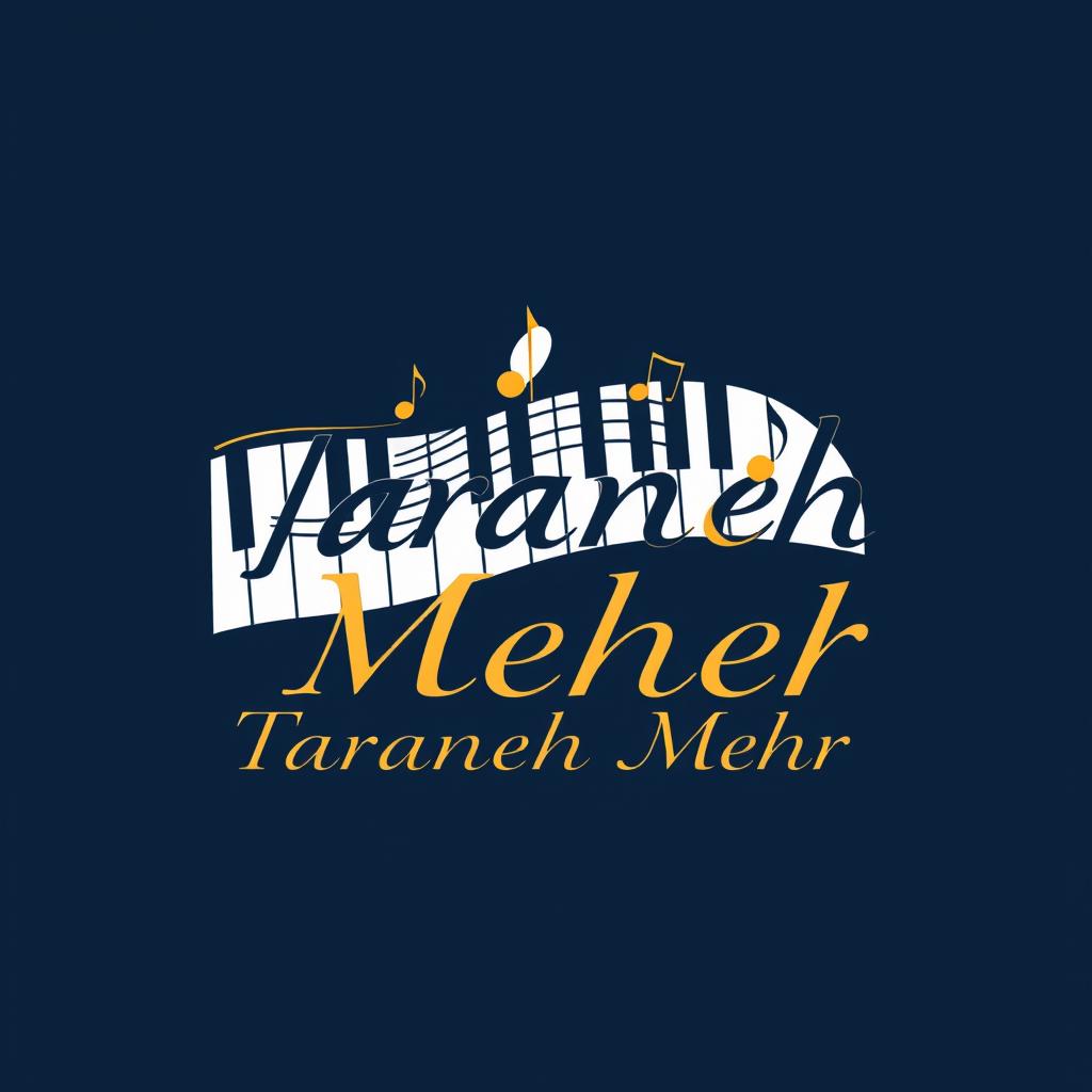 A logo design for 'Taraneh Mehr' music school, inspired by a piano