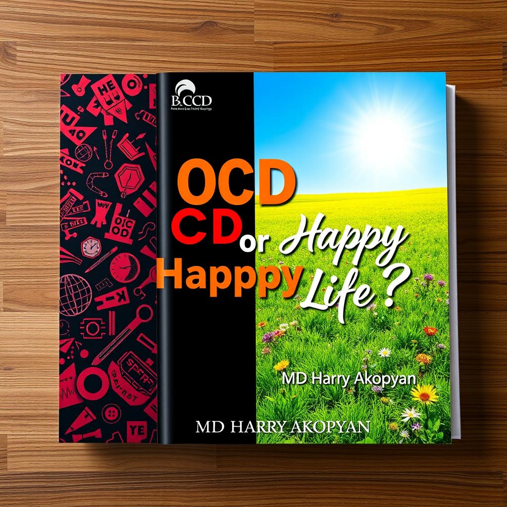An engaging book cover design for 'OCD or Happy Life?' by MD Harry Akopyan
