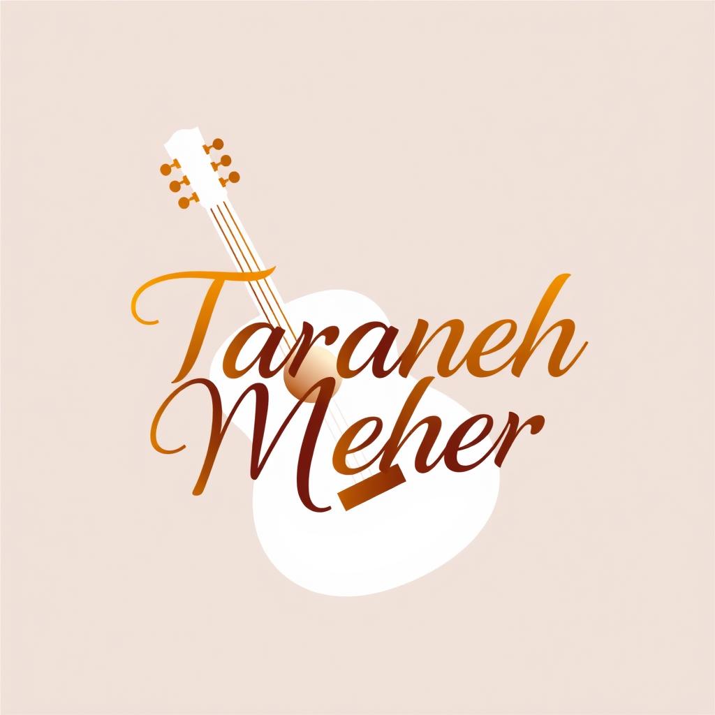 A logo design for a music school named "Taraneh Meher" that is inspired by a musical instrument, specifically a guitar