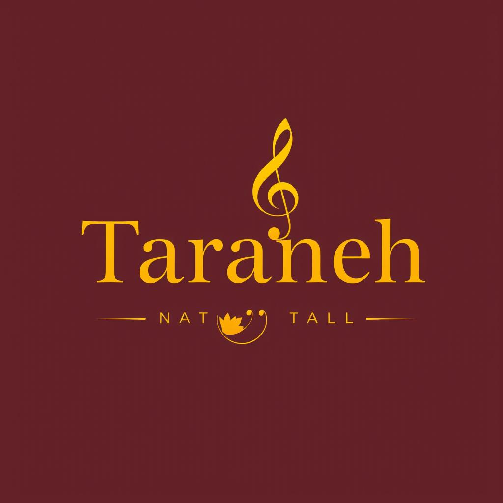 A logo design for a music school named 'Taraneh Mehr' using a typography style that incorporates the treble clef symbol