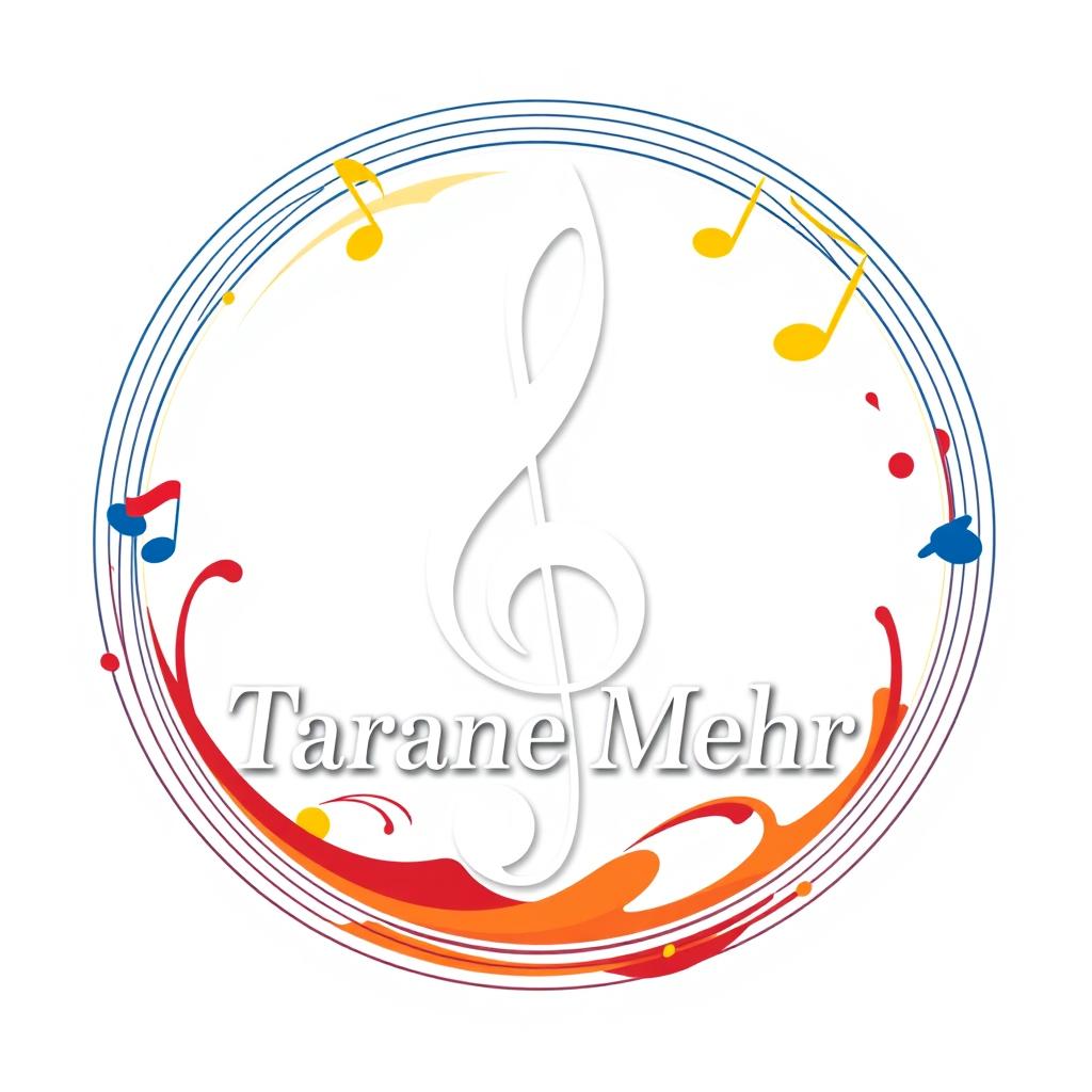 A logo design for the music academy 'Tarane Mehr', featuring the treble clef prominently integrated into the design