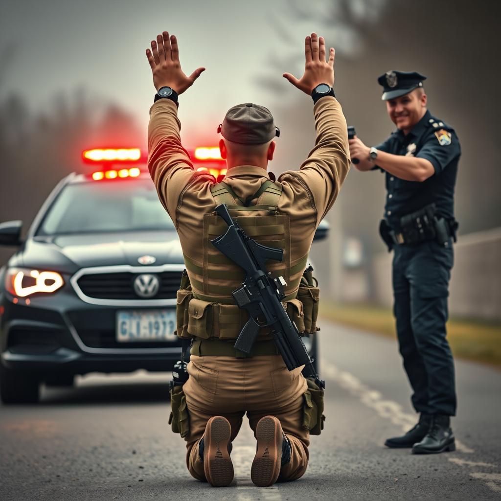 Tactical Soldier in Surrender Pose