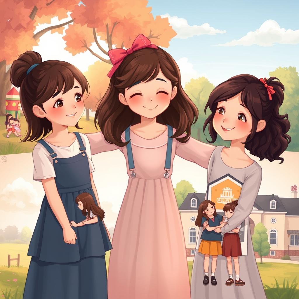 A poignant scene illustrating the deep bond of friendship between three girls: Sarah, Maya, and Chloe