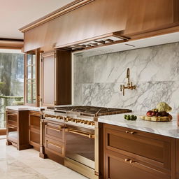 Exquisite kitchen in a billionaire's bungalow, featuring high-end appliances and luxurious design