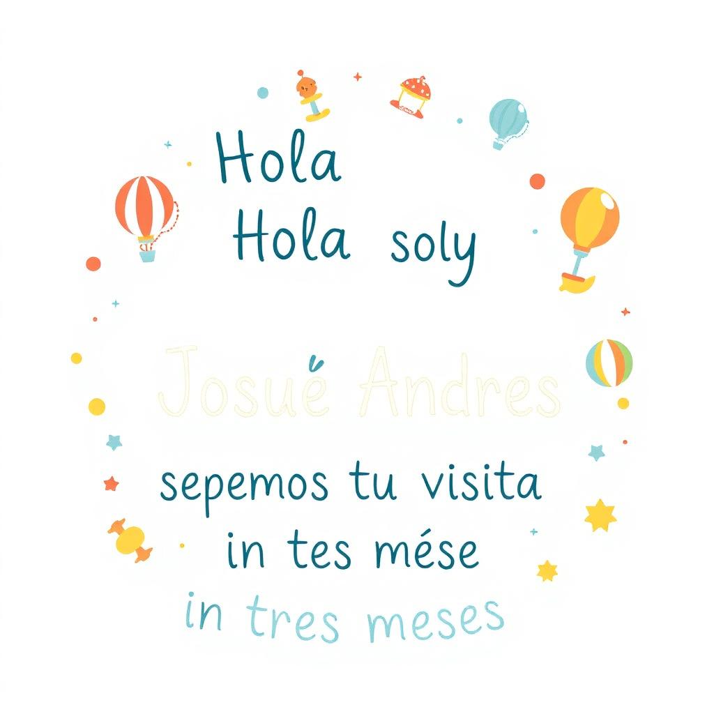 Anuncio de nacimiento encantador con el texto 'Hola soy Josué Andrés