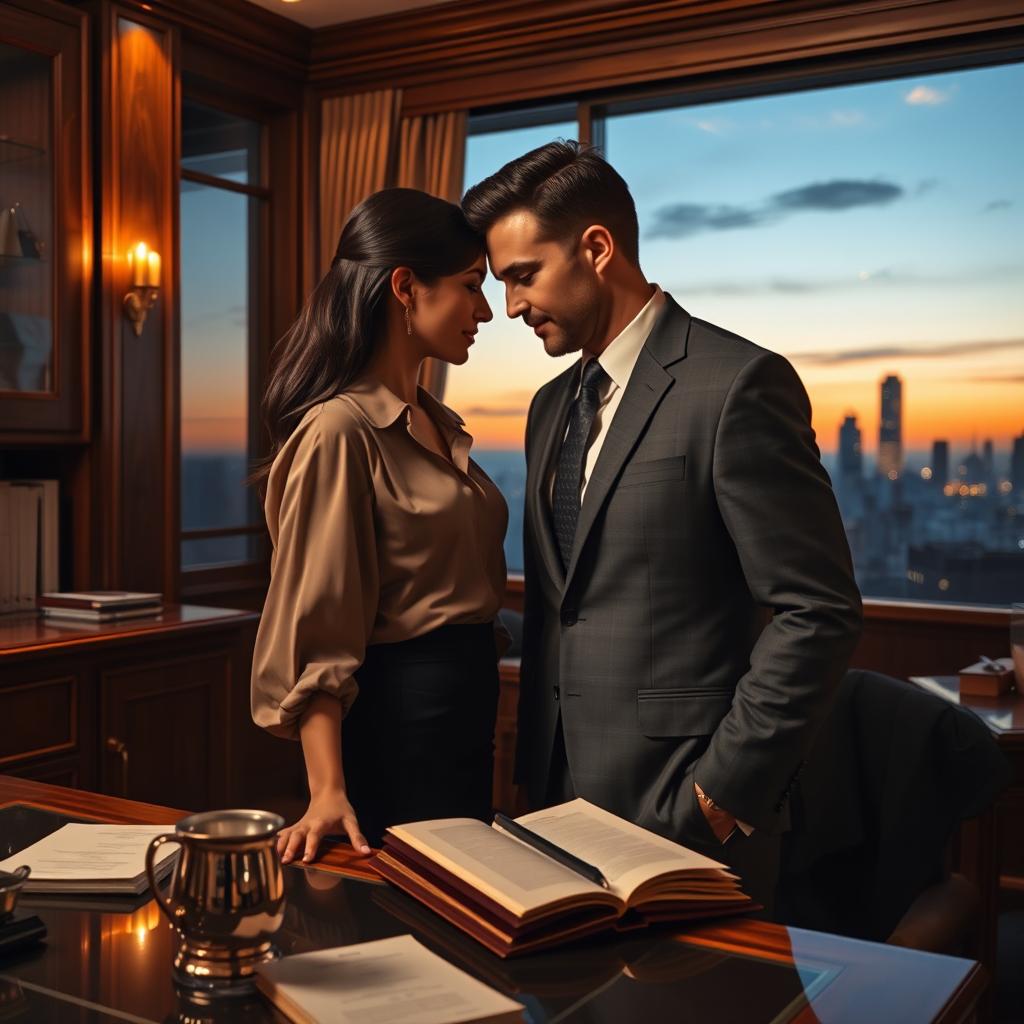 A dramatic scene of 'forbidden love with a young secretary