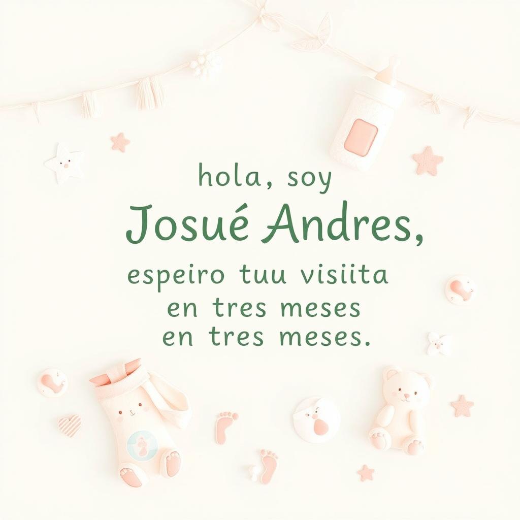 An announcement card for a newborn baby featuring soft pastel colors and cute, playful designs