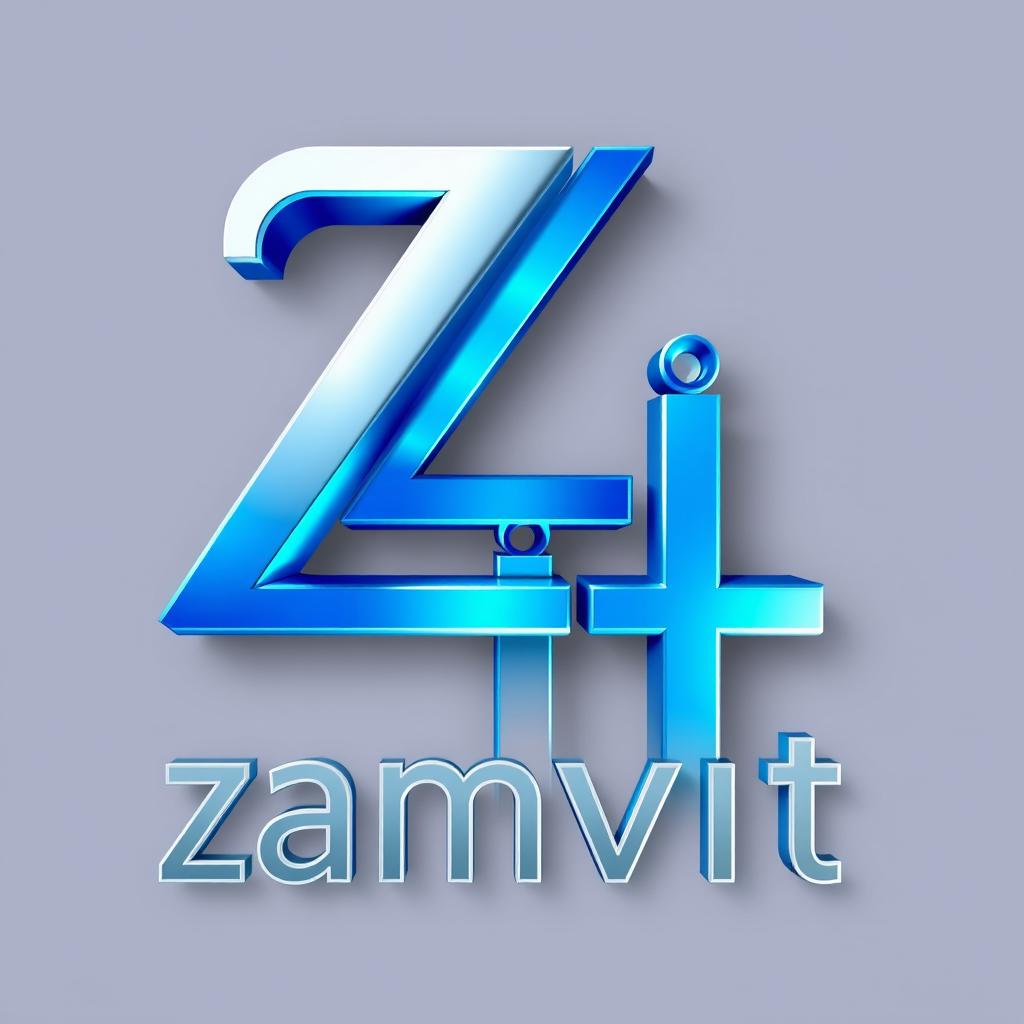 A sleek and modern 3D logo design featuring the name 'Zamvit'