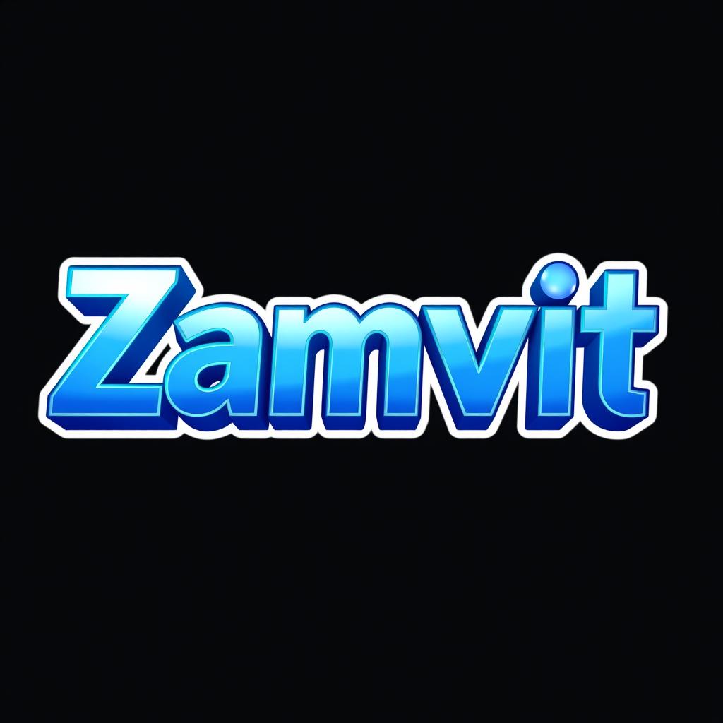 A sleek and modern 3D logo design featuring the name "Zamvit" in bold, stylized typography
