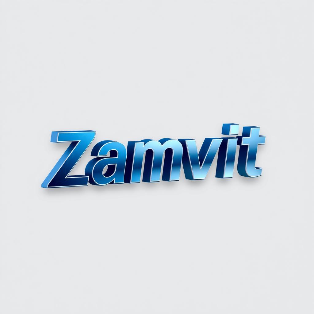 A sleek and modern 3D logo design featuring the name 'Zamvit'
