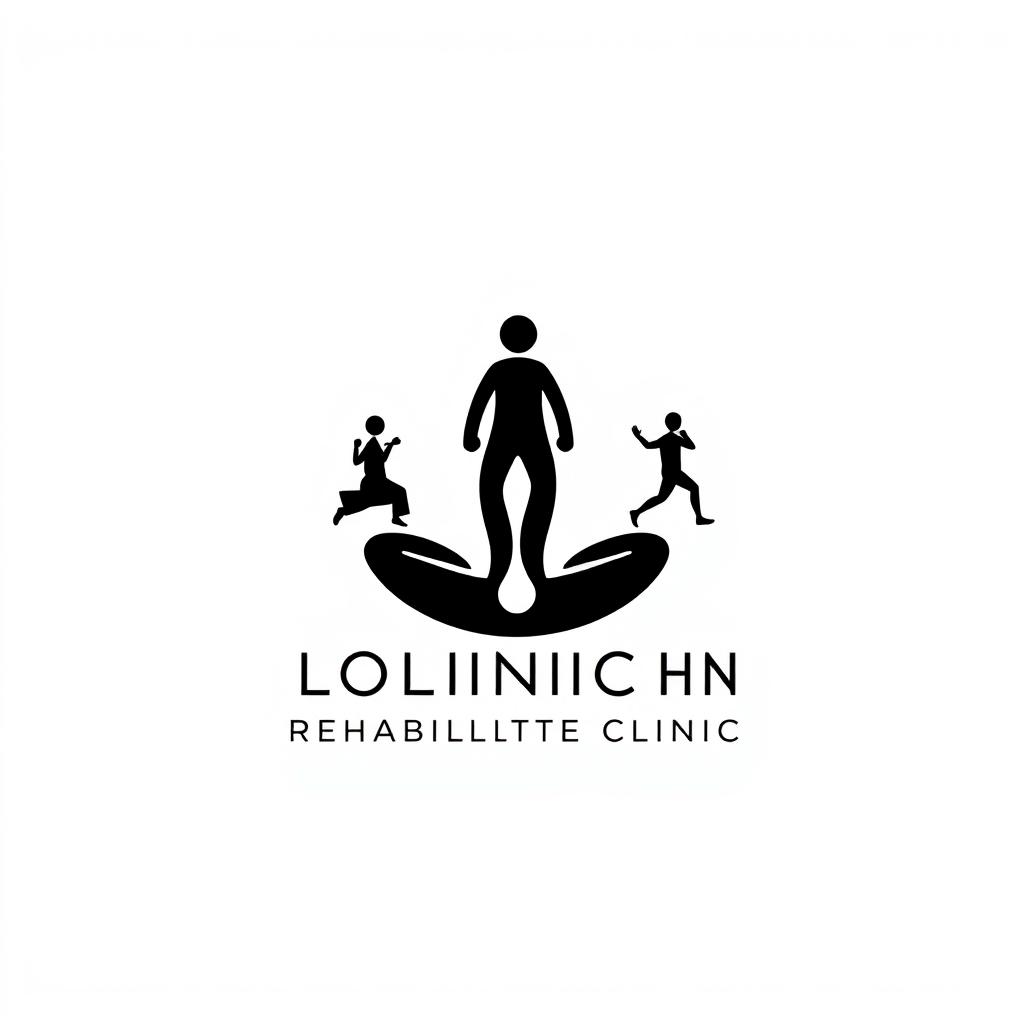 A minimalistic logo design for a rehabilitation clinic specializing in corrective exercises, featuring abstract and conceptual images that symbolize healing and improvement