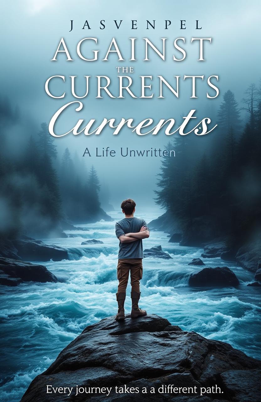 A captivating book cover design for 'Against the Currents: A Life Unwritten'