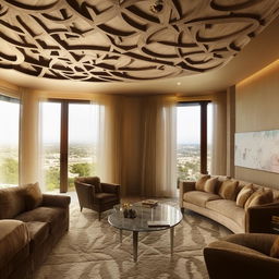 billionaire's top floor living room