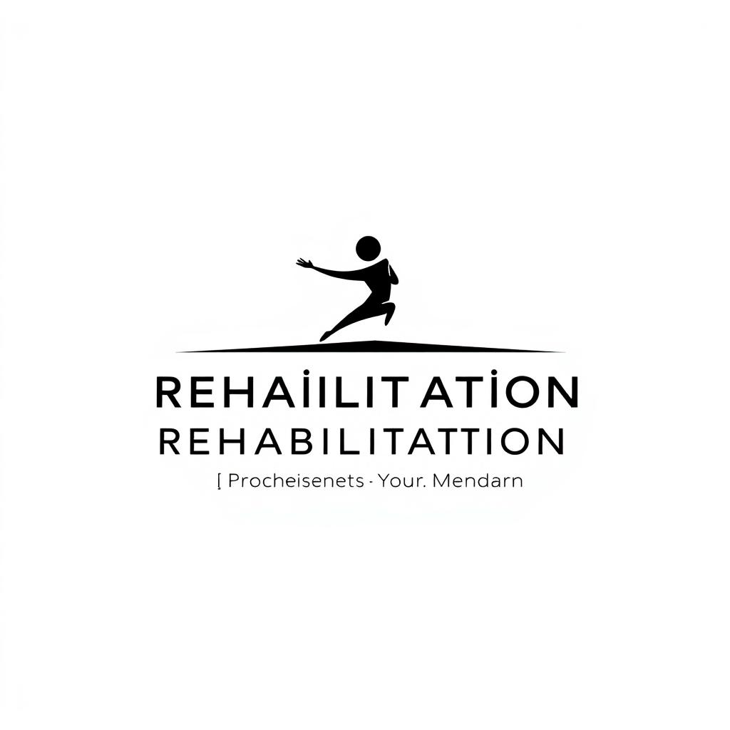 A stylish and captivating logo design for a rehabilitation and corrective exercises clinic, featuring a minimalist black and white color scheme