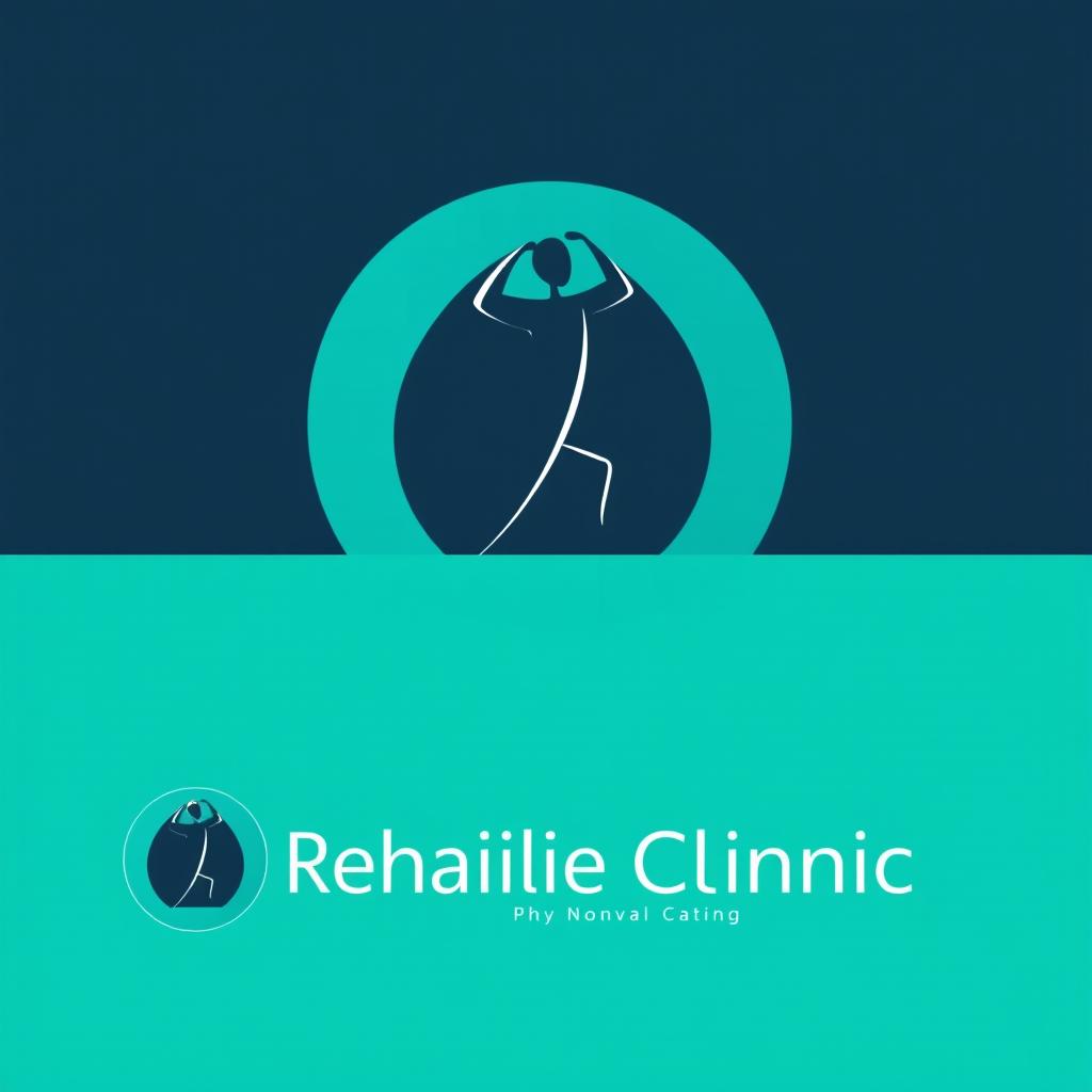 A modern and professional logo design for a rehabilitation clinic, featuring elements that symbolize physical therapy and corrective exercises