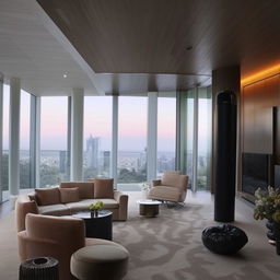 billionaire's top floor living room