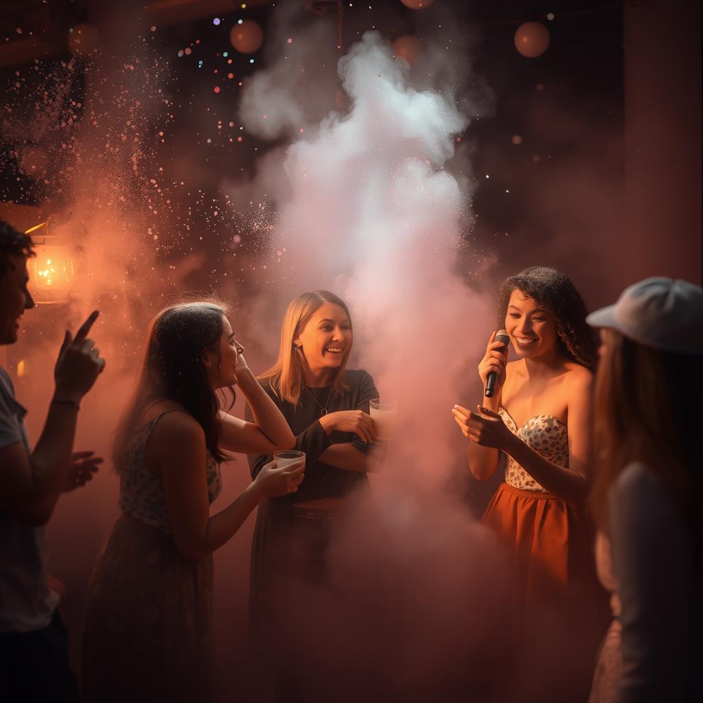 A whimsical scene filled with silver powder floating in the air, creating a magical vibe reminiscent of a dream