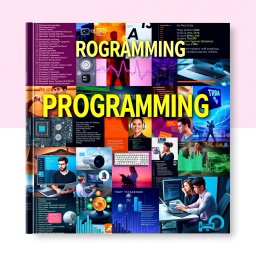 A collage-style cover featuring a vibrant mix of images centered around programming and computers