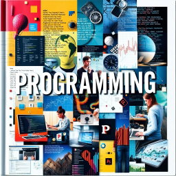 A collage-style cover featuring a vibrant mix of images centered around programming and computers