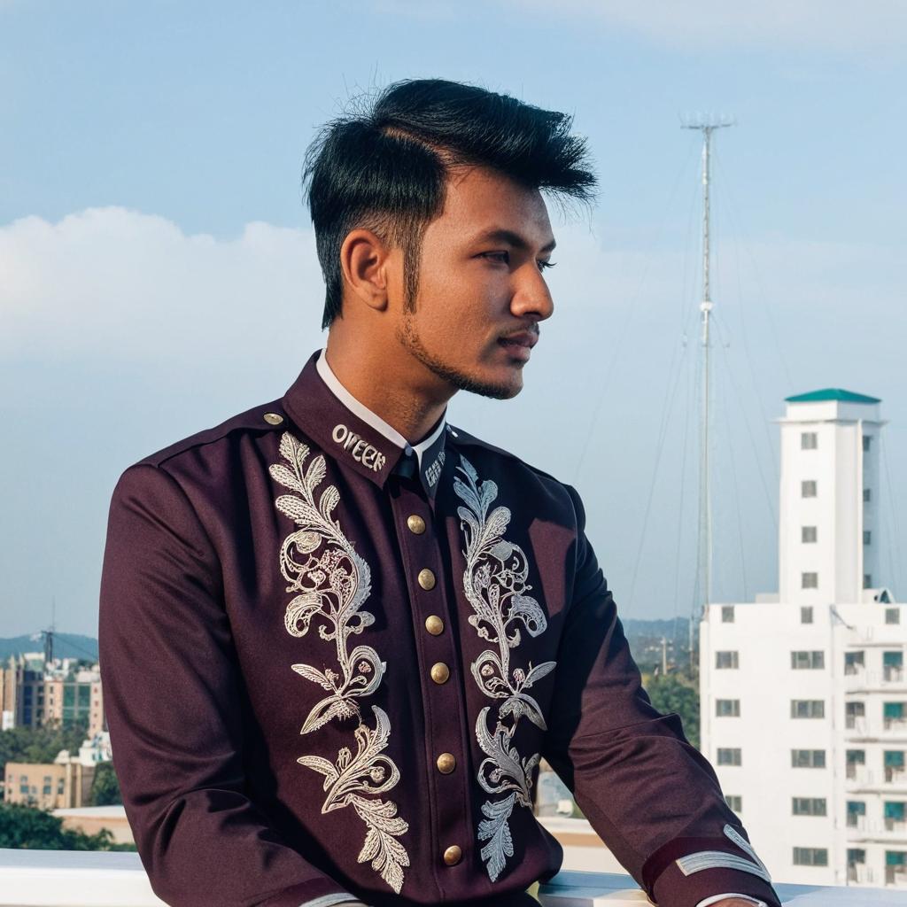 Stylish Elegance: A Well-Dressed Man on the Balcony