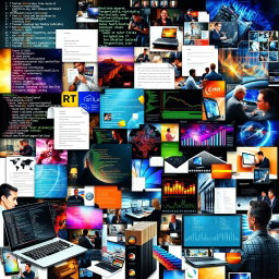 A collage-style artwork featuring a creative blend of images centered around programming and computers