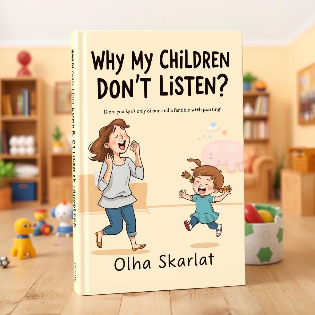An engaging and playful book cover design for 'Why My Children Don't Listen?' by Olha Skarlat
