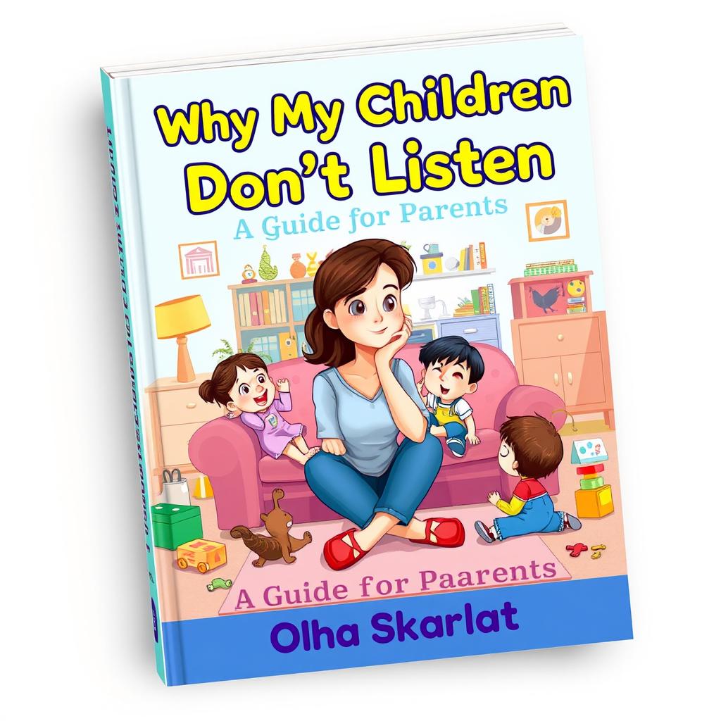 A vibrant and engaging book cover design for 'Why My Children Don't Listen: A Guide for Parents' by Olha Skarlat
