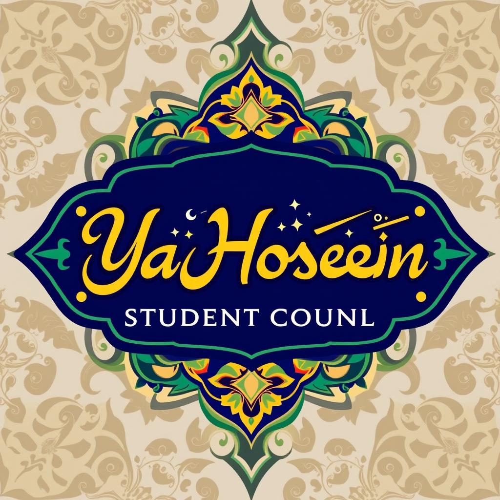 A detailed and vibrant logo design for a student council named 'Ya Hossein'