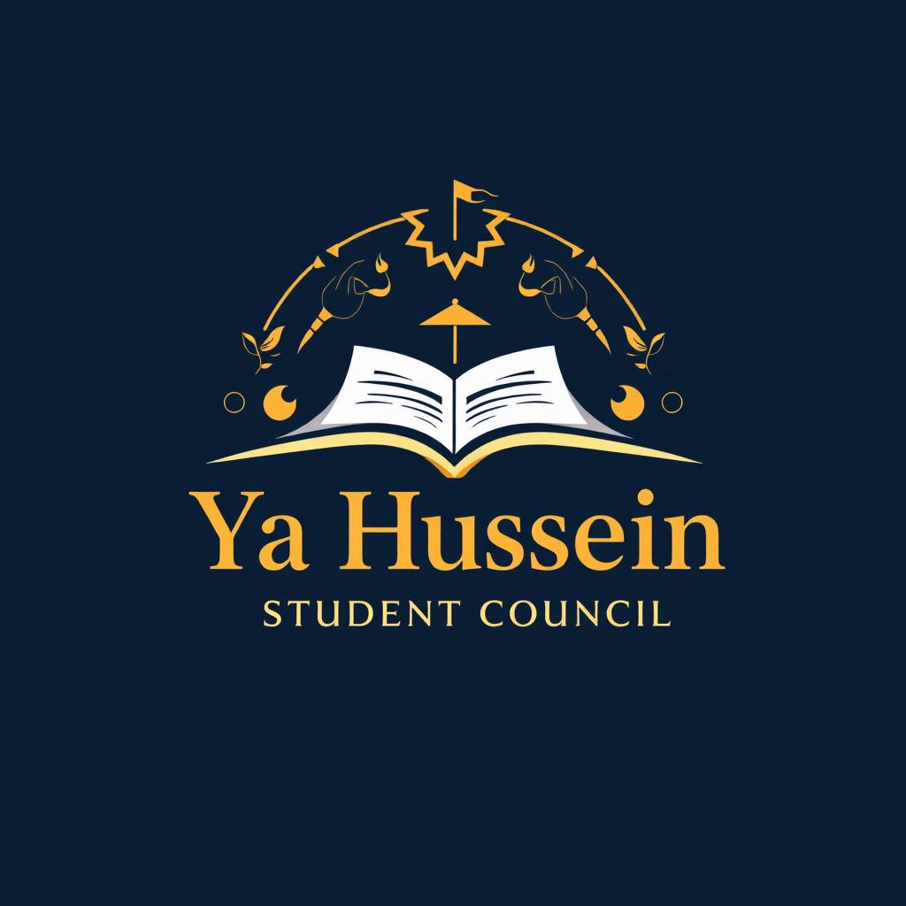 A creative logo design for the 'Ya Hussein Student Council', featuring elements that represent unity, education, and dedication